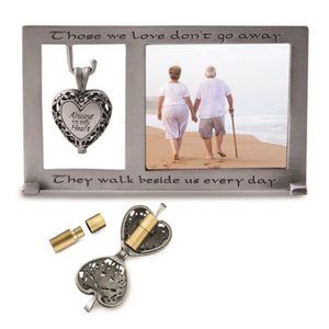 Always In My Heart Memorial Heart Ash Holder Locket Dangle 2.5 x 2.5 Photo Frame